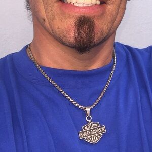 Harley-Davidson Black and Silver Pendant Necklace Made of Real Silver